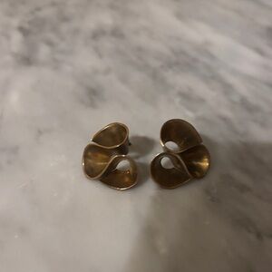 Anthropologie Gold Sculptural Earrings